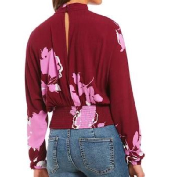 Free People Say You Luv Me Floral Blouse - Plum - Picture 2 of 7